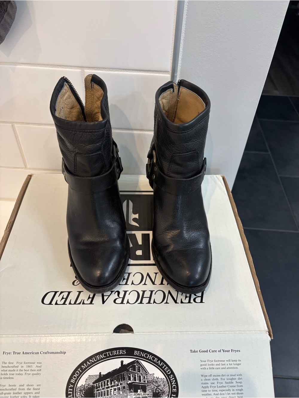 Tabitha Black Harness Short Heeled Boots